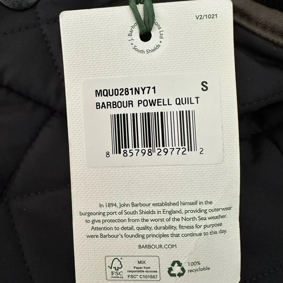 Men's Barbour Powell Quilted Jacket Small Navy